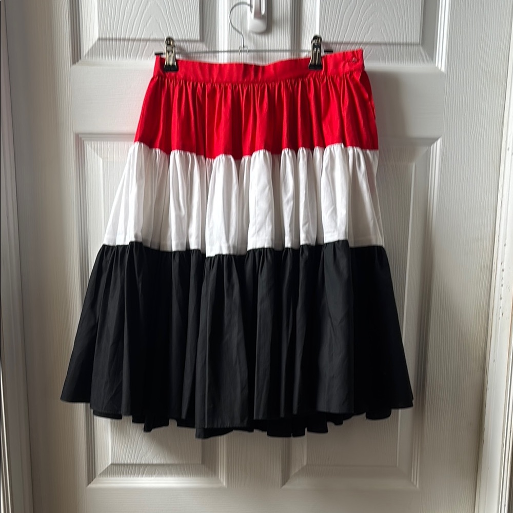 Colorblock Tiered Circle Skirt - Red, White, and Black